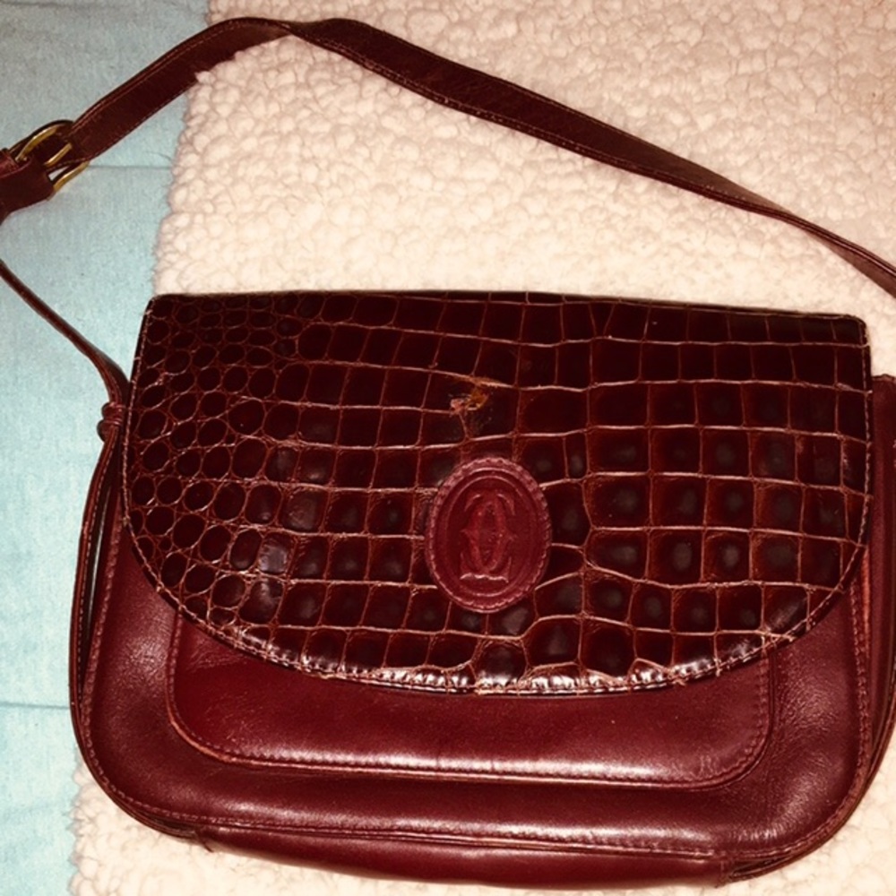 Cartier alligator bag, Bordeaux